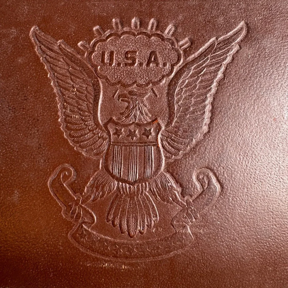 Vintage Rolfs Brown Leather Bifold Wallet USA Eagle Crest Embossed Coin Pouch